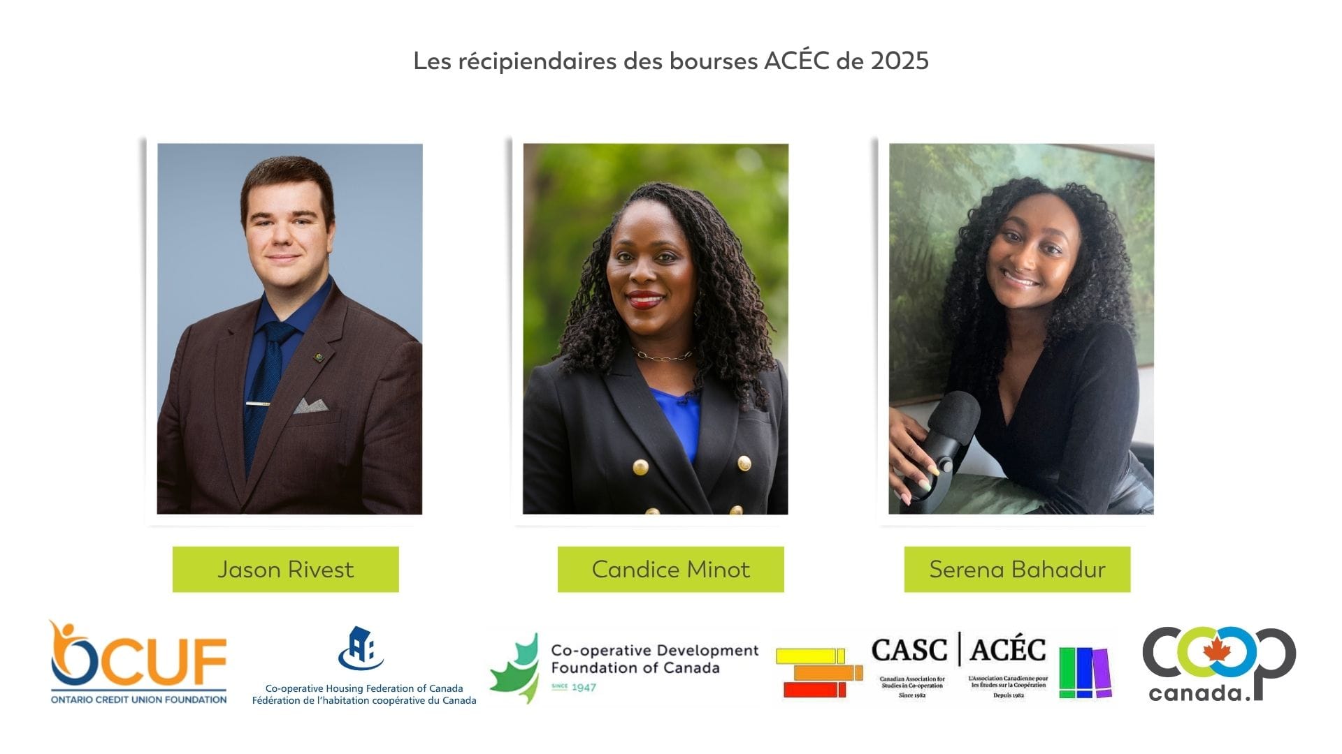 Les récipiendaires des bourses ACÉC de 2025